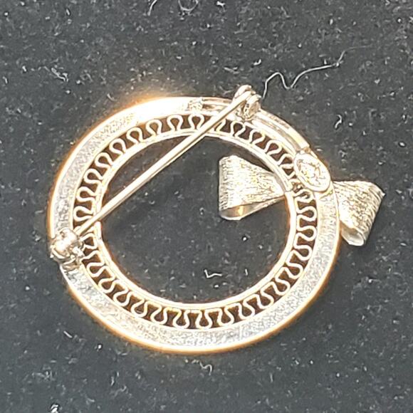 Star Art Sterling Bow Open Work Round Brooch 1.25" Minimalist Signed Vtg - Picture 4 of 6